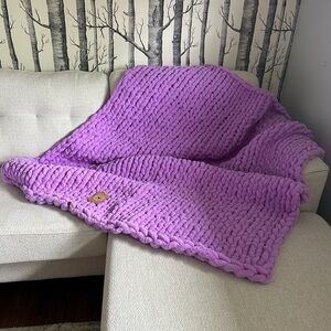 Lavender colour handmade chunky knit Adult Throw